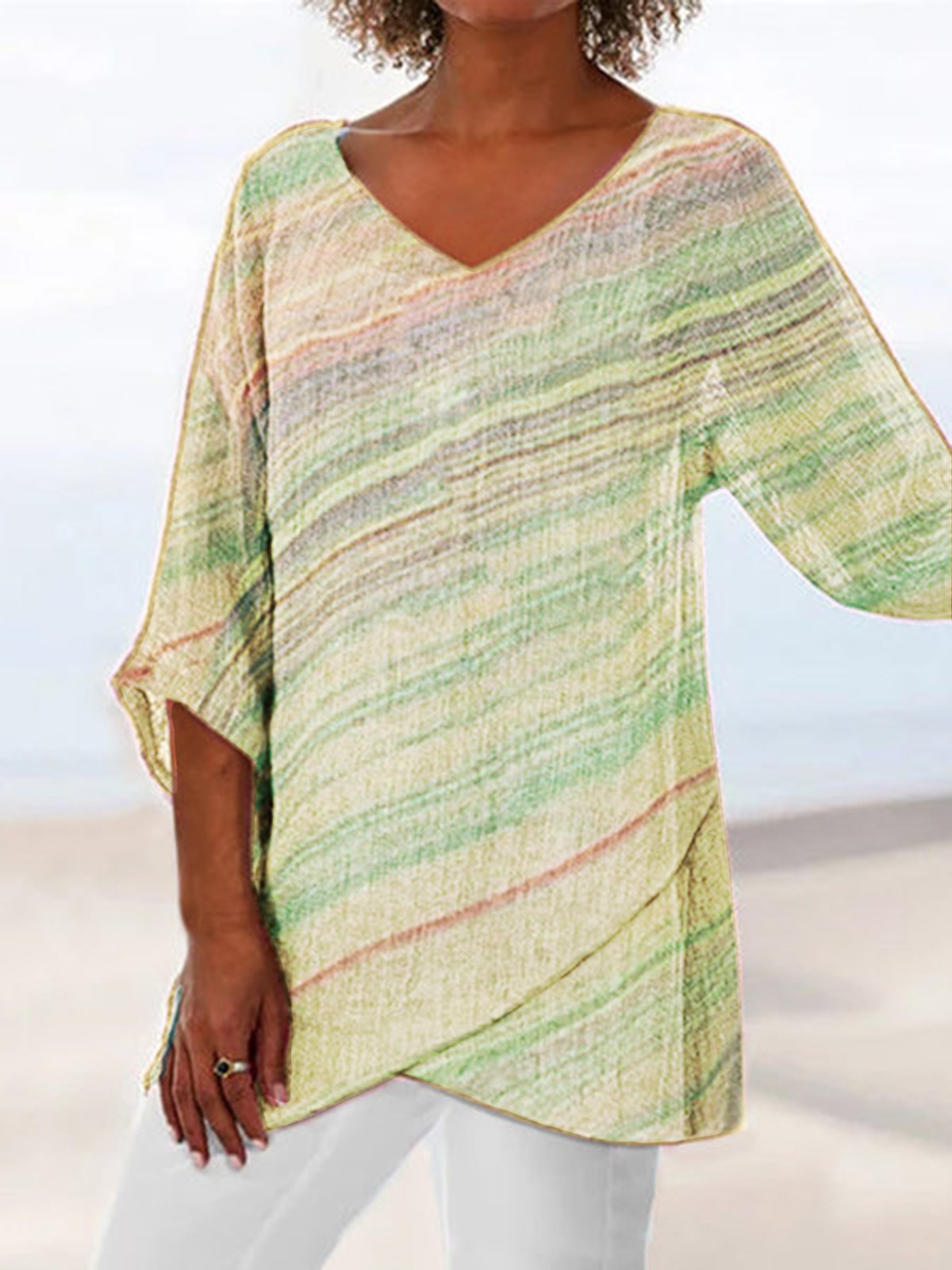 Vintage Half Sleeve Printed Half Sleeve Blouse