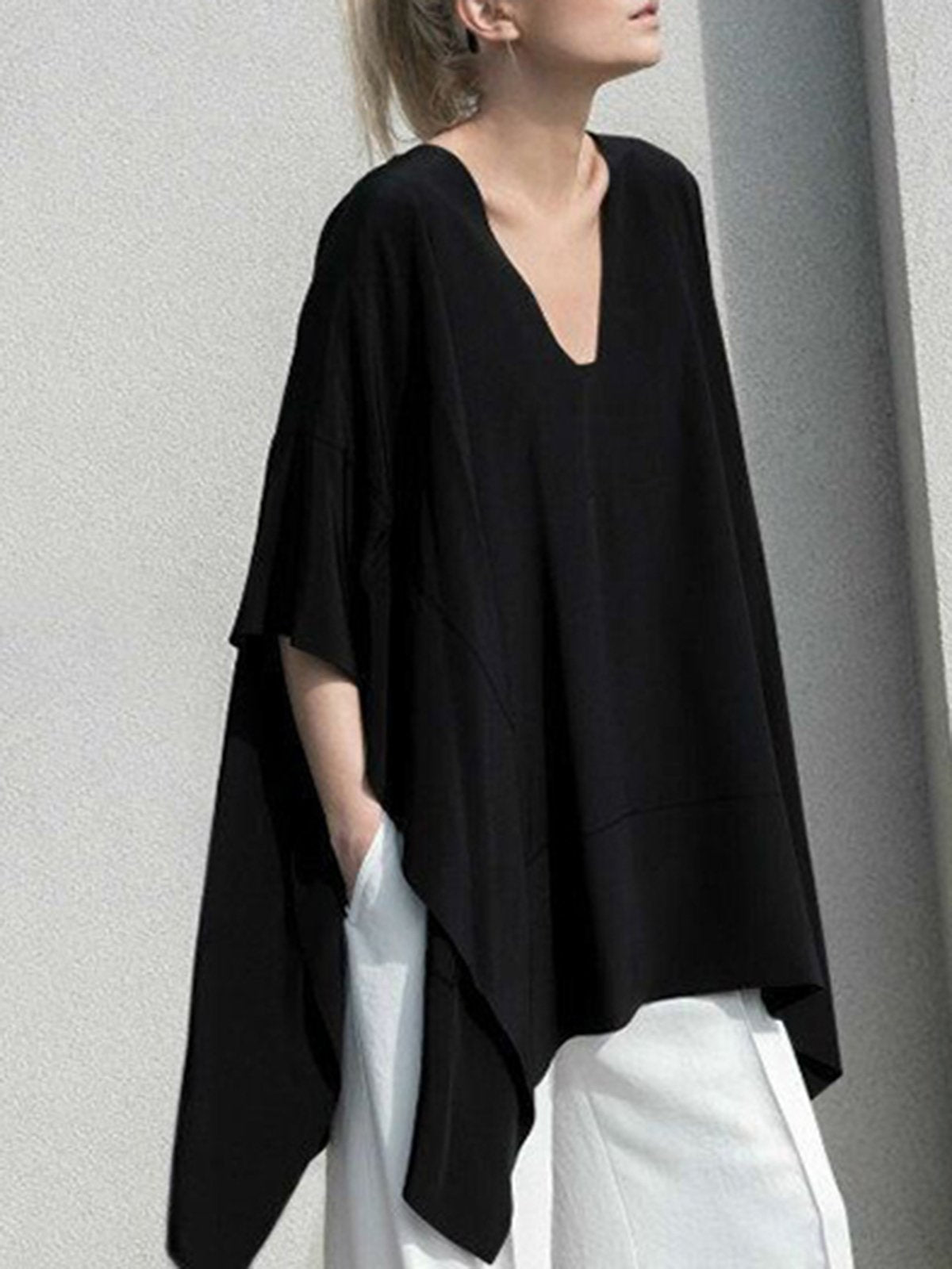 Cotton Batwing Plus Size Blouses & Shirt