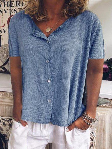 Buttoned Short Sleeve Casual Shirts & Tops