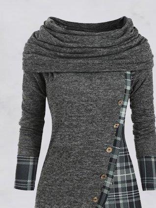Gray Long Sleeve Casual Dresses