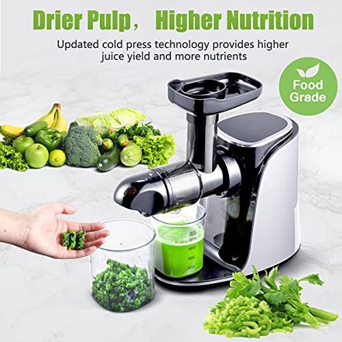 Cold Press Juicer with Two Speed Modes, 2 Travel bottles(500ML)