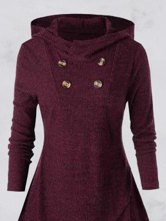 Red Hoodie Cotton Long Sleeve Dresses