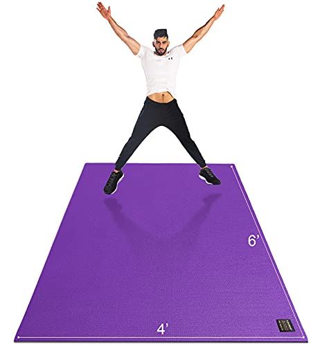 Gxmmat Large Exercise Mat 6��x4��x7mm, Thick Workout Mats for Home Gym Flooring, Extra Wide Non-Slip Durable Cardio Mat-  Purple Grey