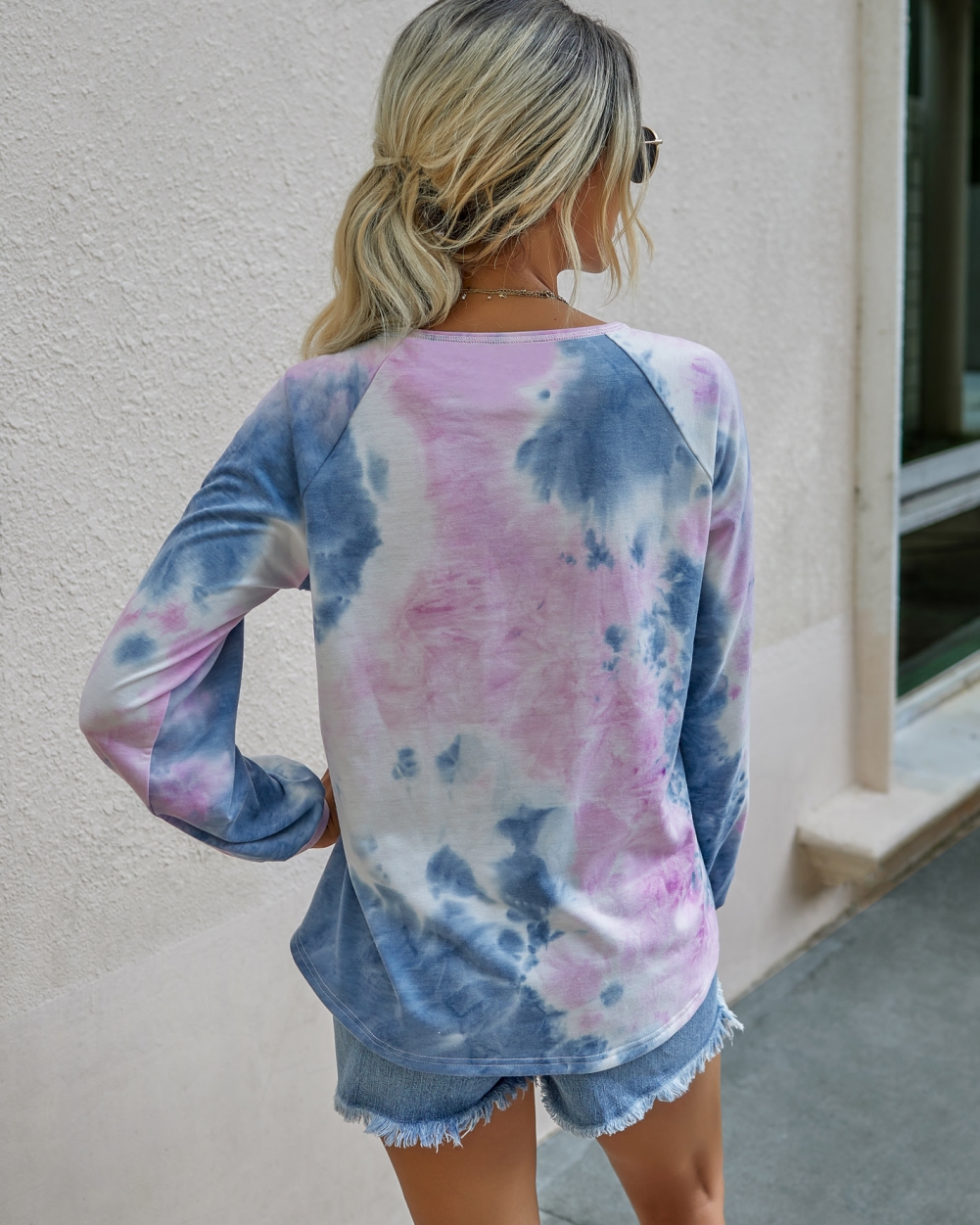 Autumn Tie Dye O Neck Long Sleeve Loose Shirt