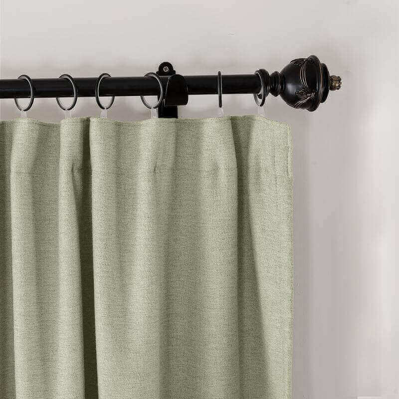 CUSTOM Olive Grey Green Luxury Textured Faux Linen Curtain