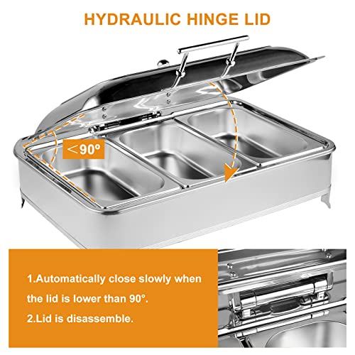 Dish Buffet Set 3 Pan 9.5 Quart Food Warmer Buffet Servers and Warmers