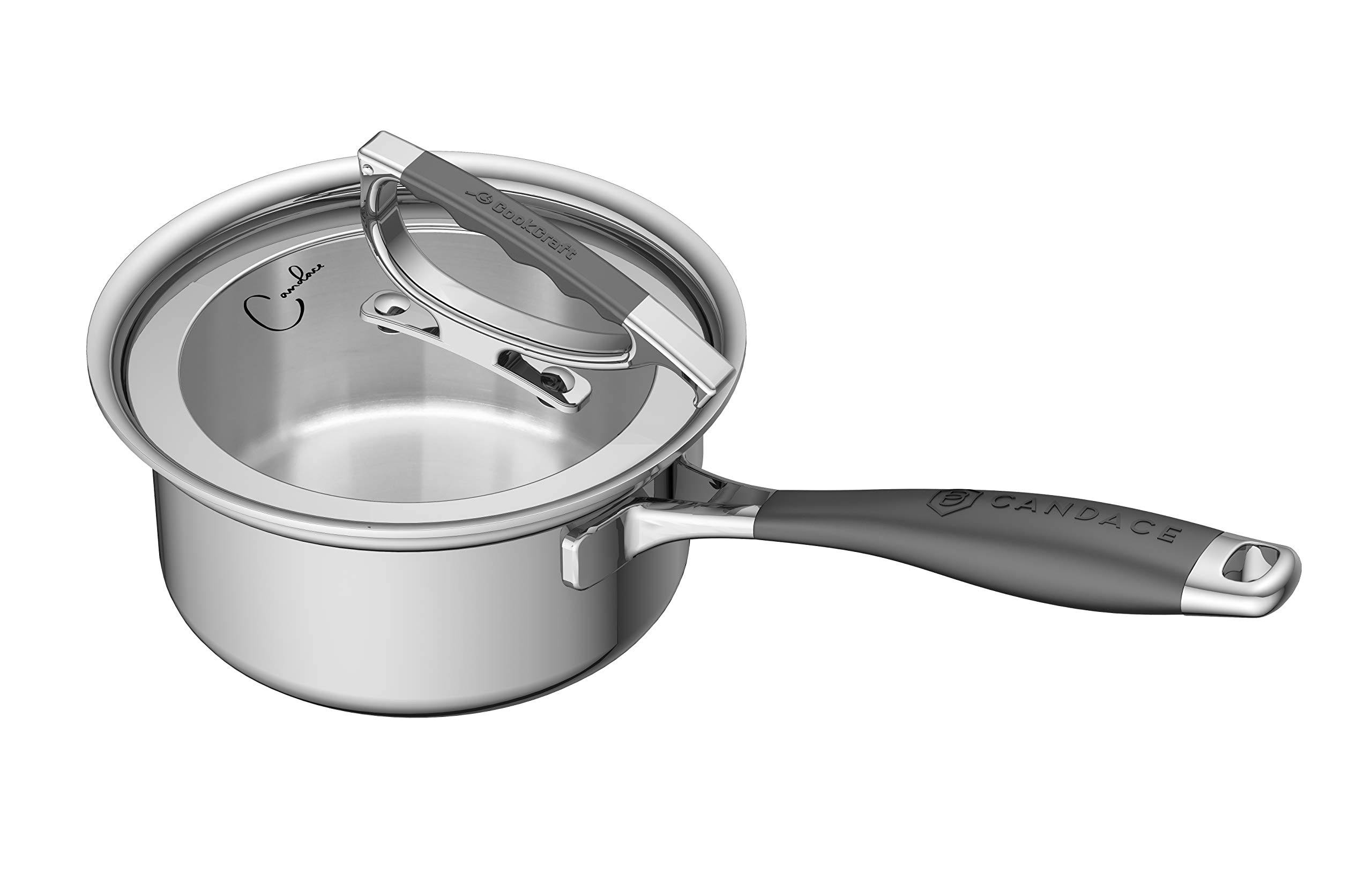 CookCraft by Candace 1.5 Qt. Stainless Steel Sauce Pan with Glass Lid