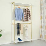 Industrial 2-Tier Display Organization Hanging Clothing Rack for Home/ 47.2′′ L