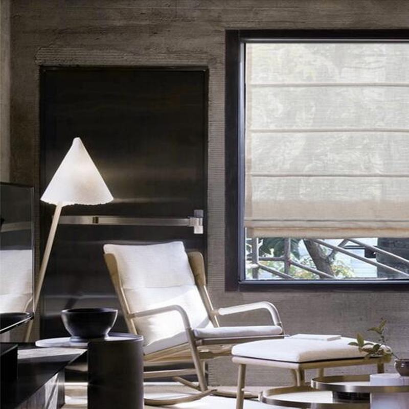 Polyester Linen Roman Shade In Beige