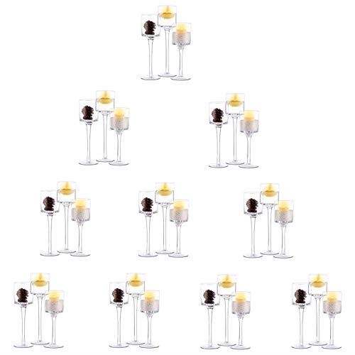 10 Sets (30 Pcs) Candlestick&Tealight Candle Holders for Weddings,Home Decor,Parties