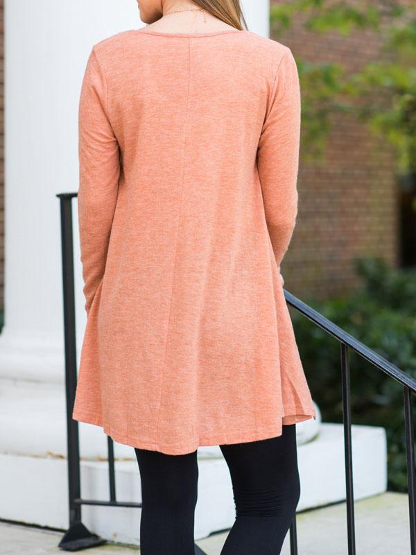 Asymmetric Solid Color Long Sleeve Casual Dress