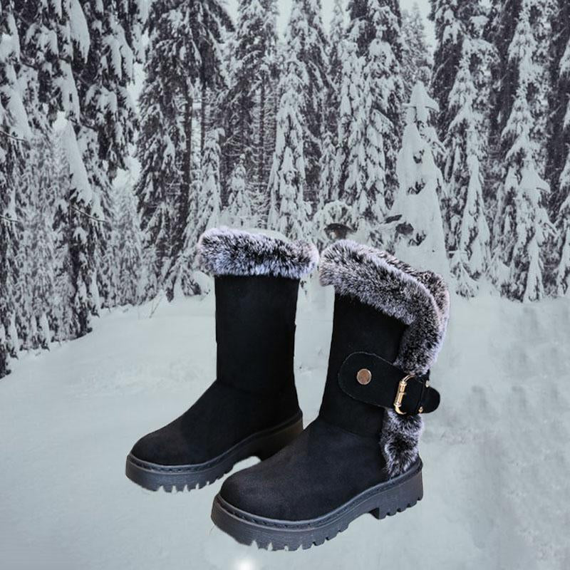 Women New Snow Boots Low Heel Mid-Calf Warm Boots