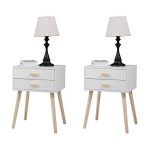 Set of 2 Nightstand Side Besise End Table w/2 Drawers Storage Cabinet for Home