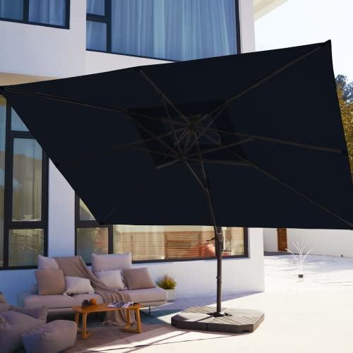 Viney Square Double Top Patio Umbrellas 10x13Ft Outdoor Offset Cantilever Umbrella, 60 Month Fade Resistance & UV Protection Outtra Recycled Fabric, 360 Rotation with Aluminum Pole for Deck, Navy Blue
