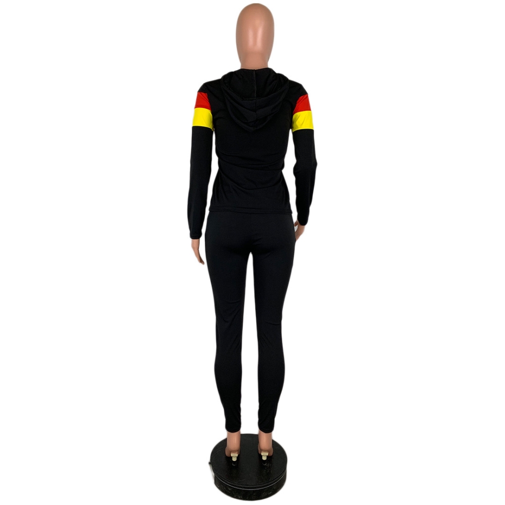 Sexy Tight Contrast Hoody Shirt and Pants