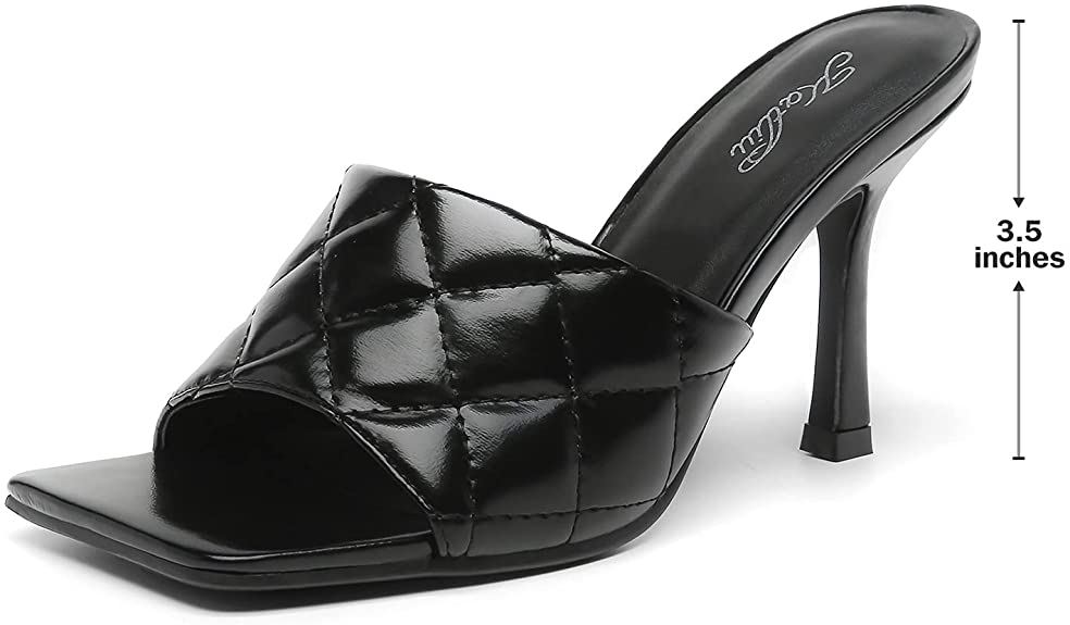 katliu Women��s Square Open Toe Heeled Sandals