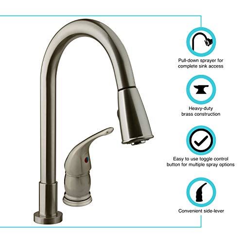 Kitchen Sink Faucet with Side Lever (Brushed Satin Nickel)
