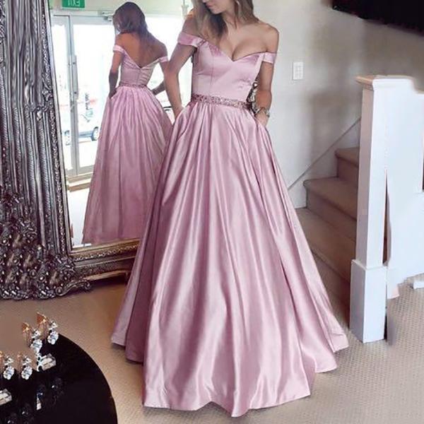 One Shoulder Waist Evening Dress