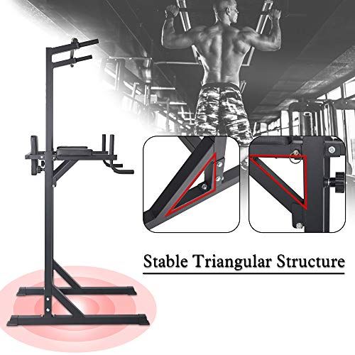 KARMAS PRODUCT Power Tower Adjustable Height Standing Pull Up Bar Dip Station
