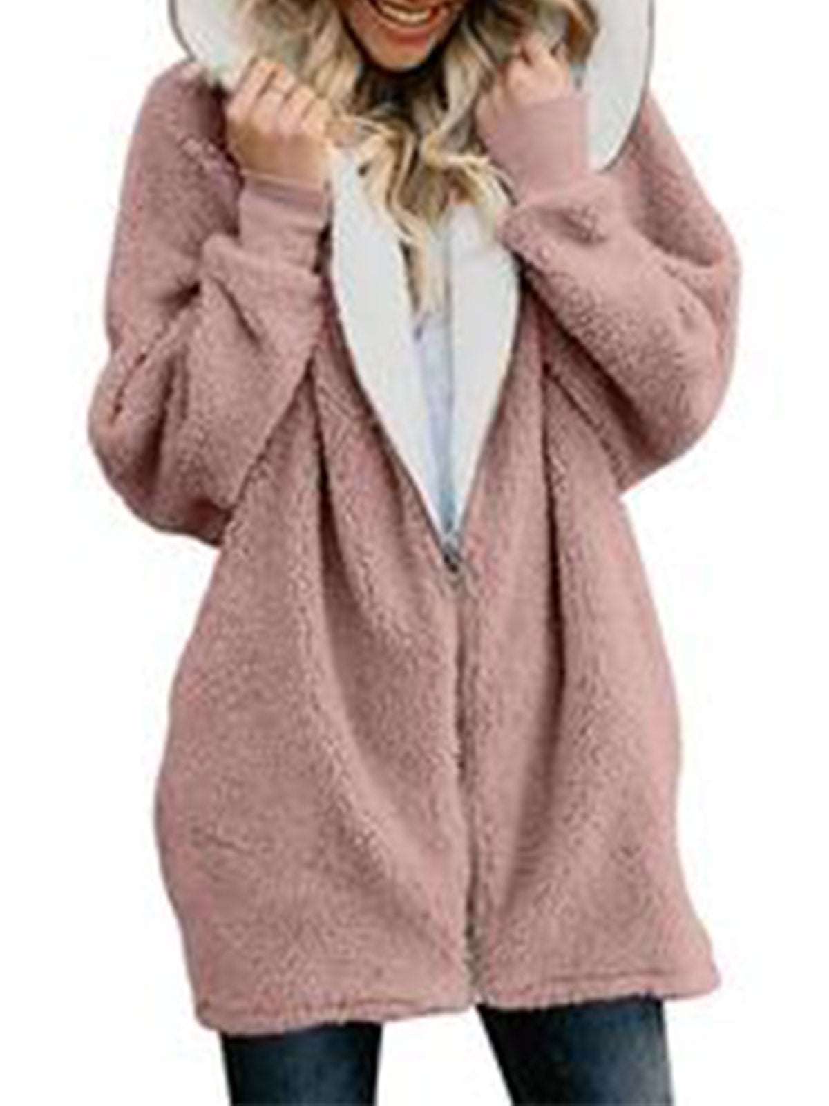 Zipper Solid Sweet Long Sleeve Hoodie & Coat