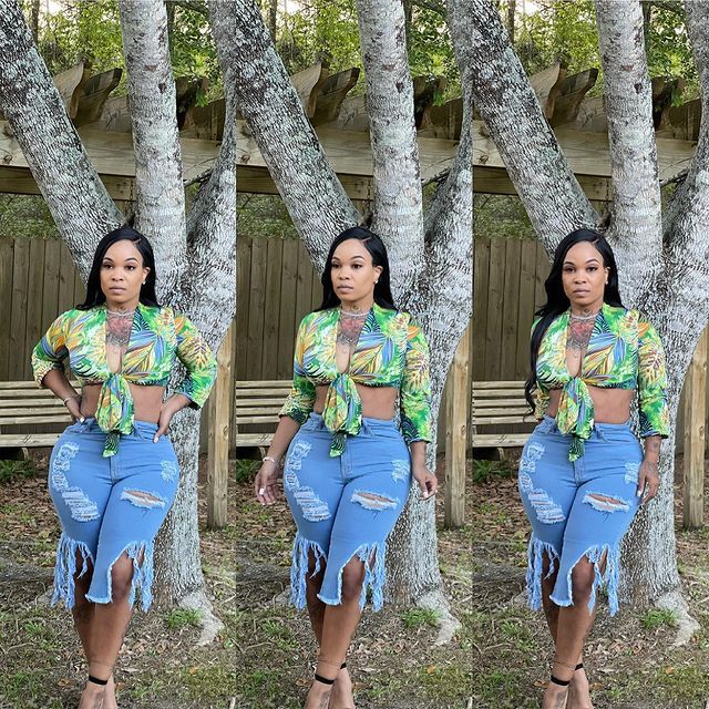 Broken elastic dragonfly jeans women 968