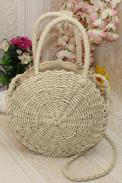 Women's Beach Zipper Woven Straw Sling Bag Handbag