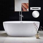 Freestanding Bathtub Contemporary Soaking Tub with Chrome Overflow