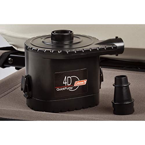 Coleman Twin Airbed Folding Cot with Side Table and 4D Battery Pump, White