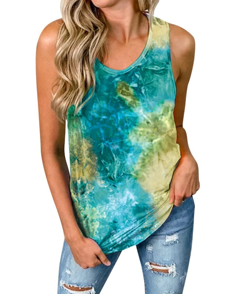 Summer Tie Dye Round Neck Vest
