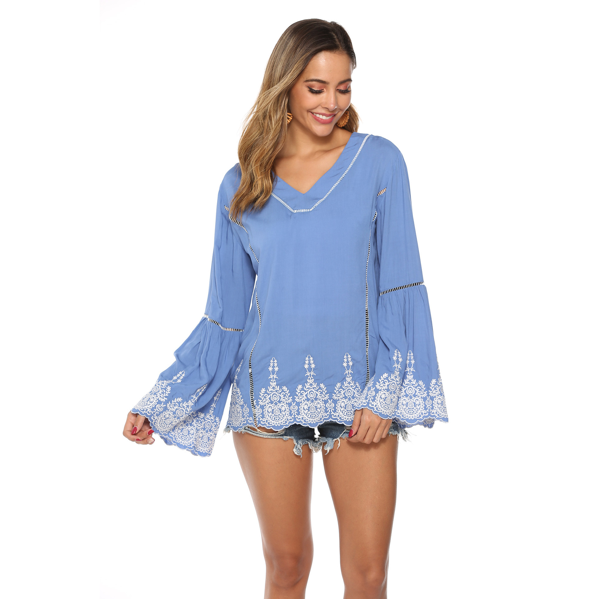 Women's Long Sleeve Top Embroidery Western Wear