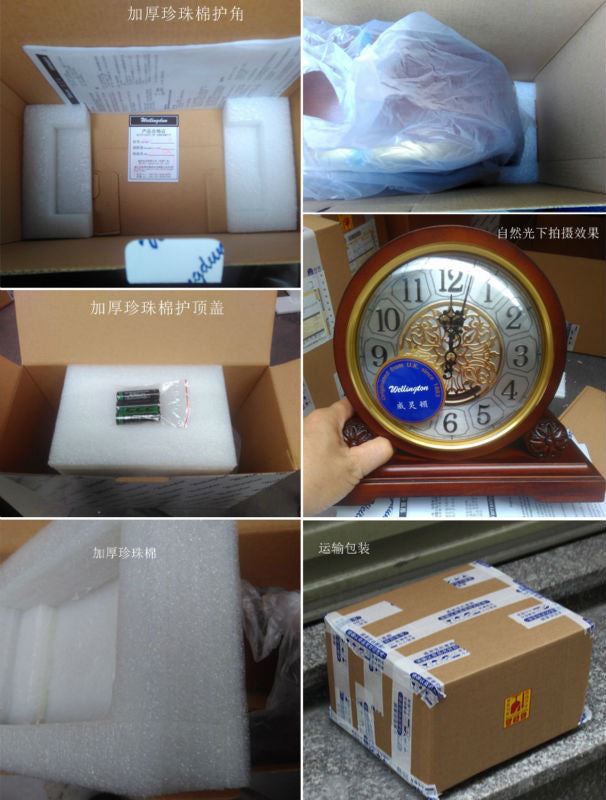 Weilingdun Music Hourly Chiming Europe Antique Wooden Mute Quartz Desktop Clock