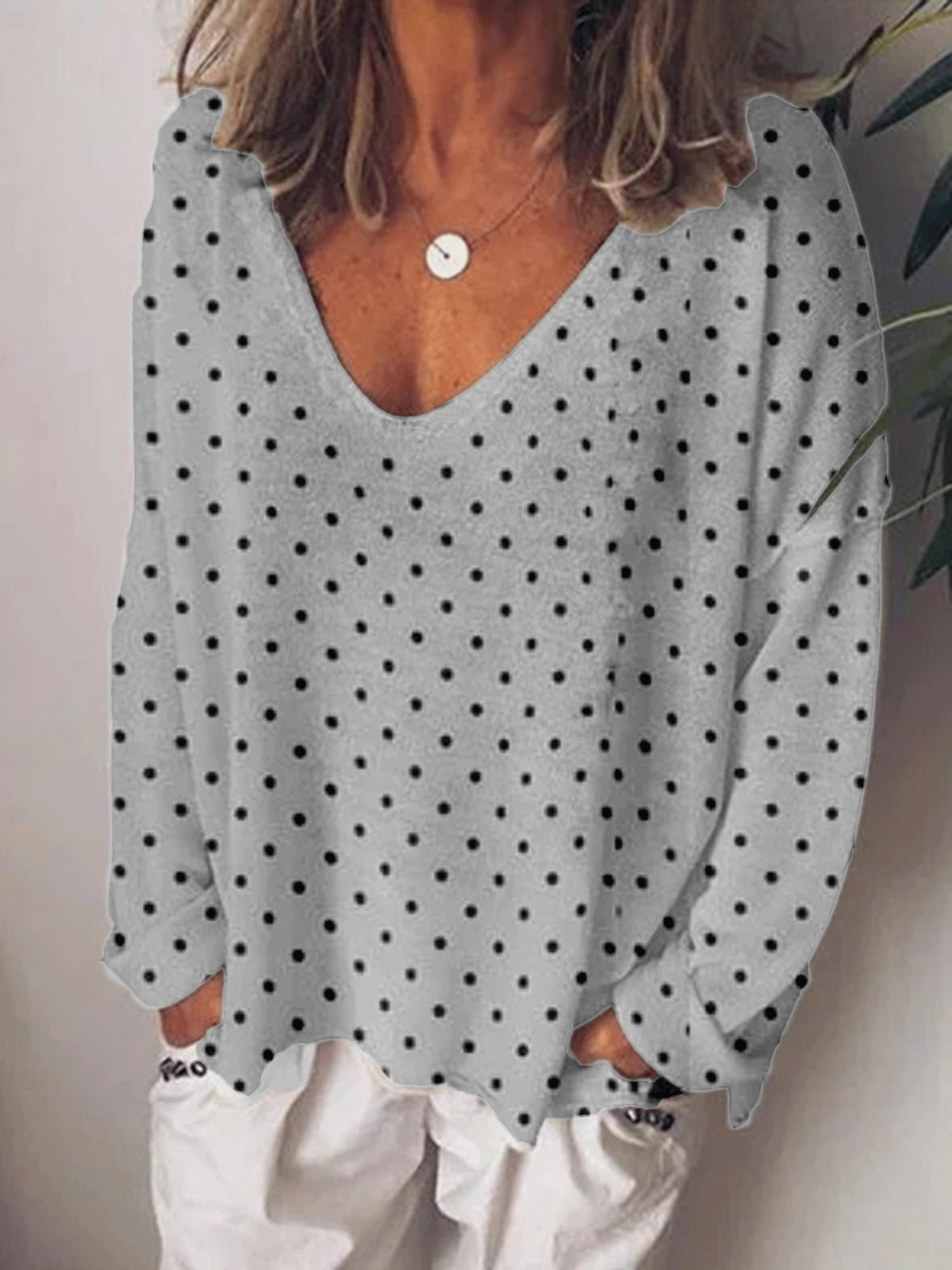 V Neck Long Sleeve Shirts & Tops