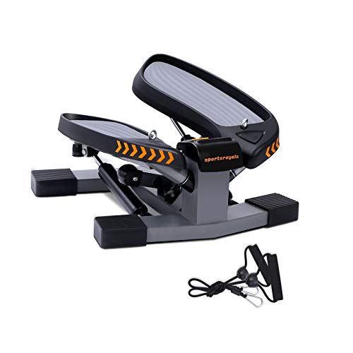 Sportsroyals Stair Stepper for Exercises-Twist Stepper with Resistance Bands (Gray)