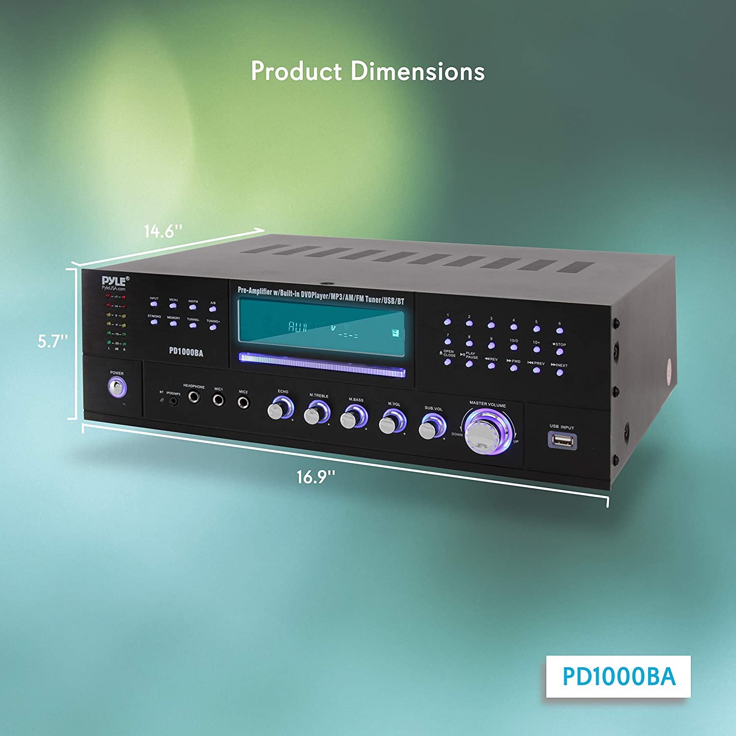 1000W Stereo Speaker Home Audio Receiver w/ FM Radio, USB & Headphone