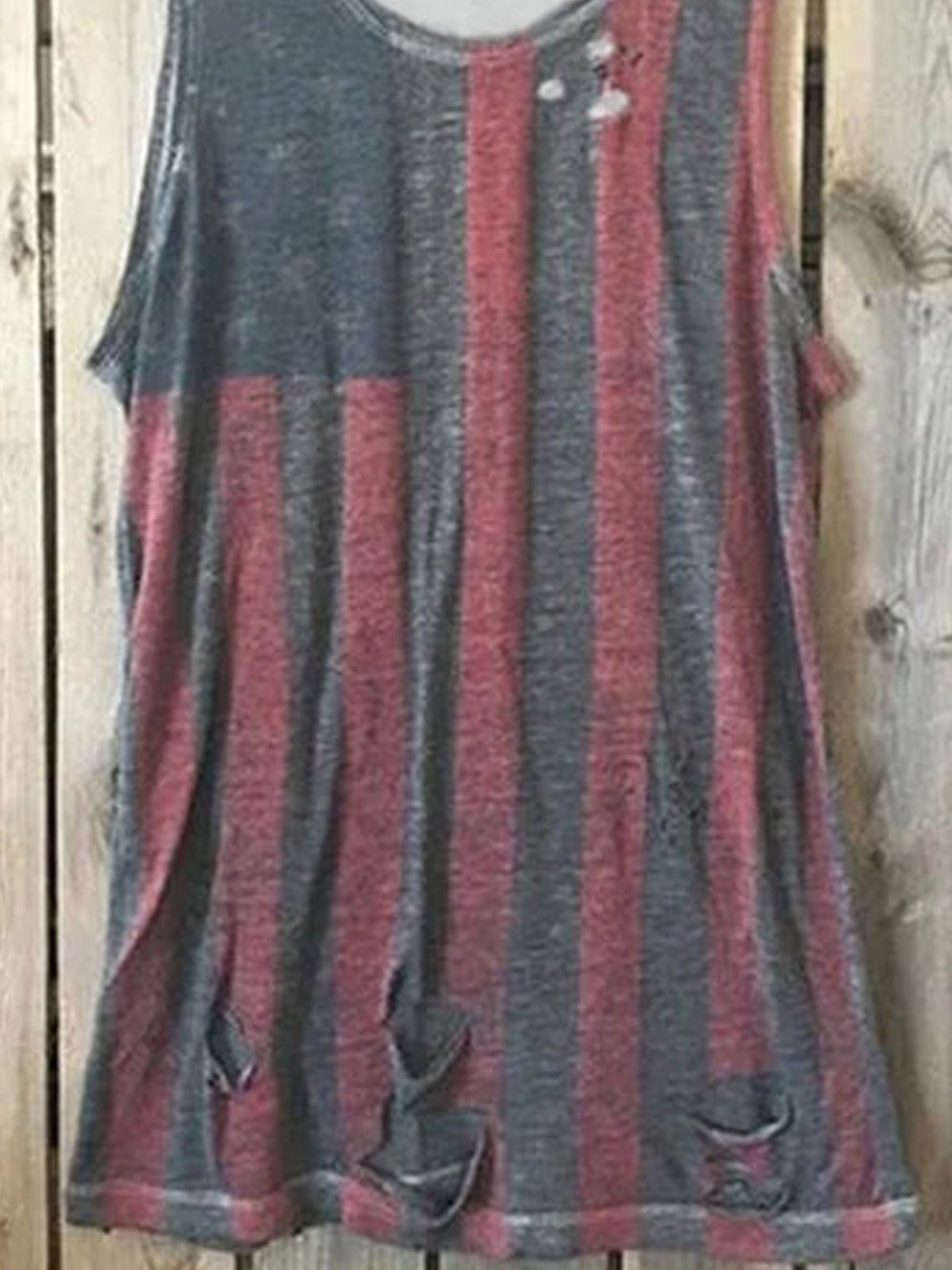 Red Vintage Crew Neck Cotton-Blend Vests