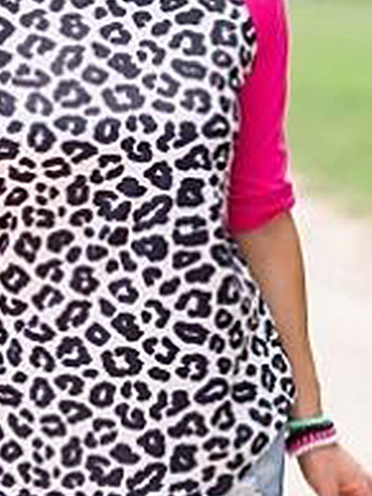 Jersey Crew Neck 3/4 Sleeve Paneled Shirts & Tops