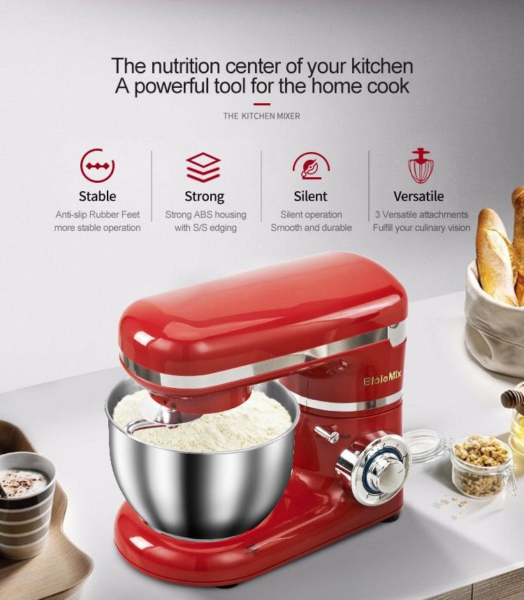 Stand Mixer Stainless Steel Bowl 6-speed Kitchen Food Blender Cream Egg Whisk Cake Dough Kneader