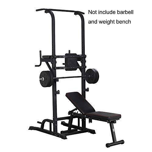 ZENOVA Power Tower Pull Up Dip Station Height Adjustable- Pull Up Station Tower, Black