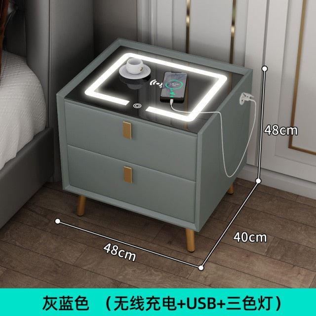 Nightstands Smart Bedside Cabinet Simple USB Wireless Charging with Lamp