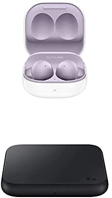 Samsung Galaxy Buds2, White and Wireless Charger Pad EP-P1300B, Black