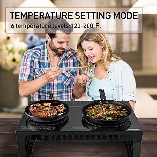 1800W Double Burners Electric Stove, 6 Power/Temp Levels