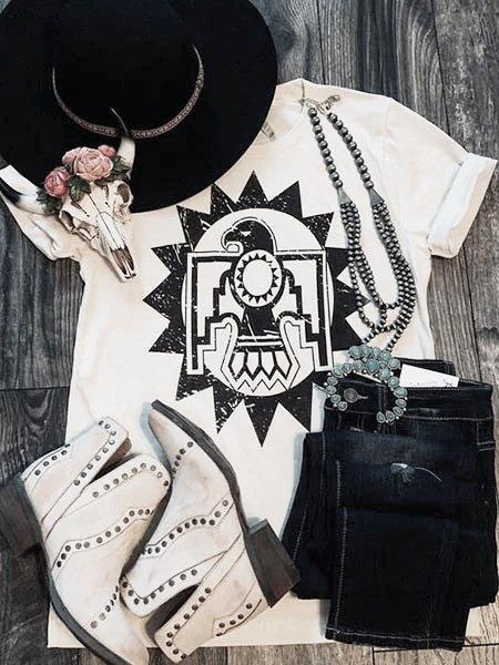 White Casual Shift Short Sleeve Abstract Shirts & Tops