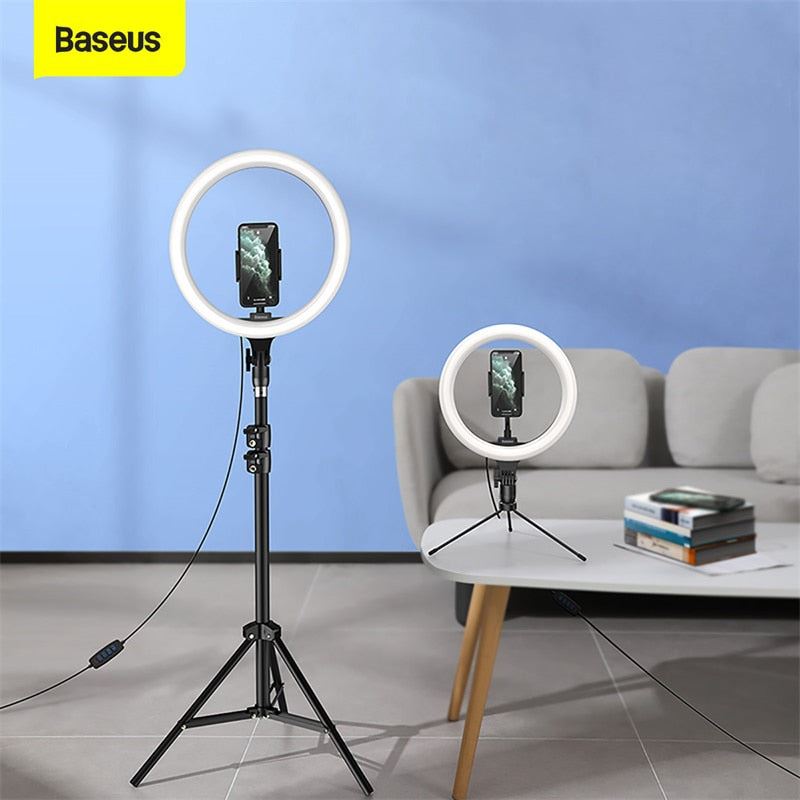 Dimmable LED Selfie Ring Light with Tripod USB Selfie Ring Lamp Photography Fill Light for Youtube