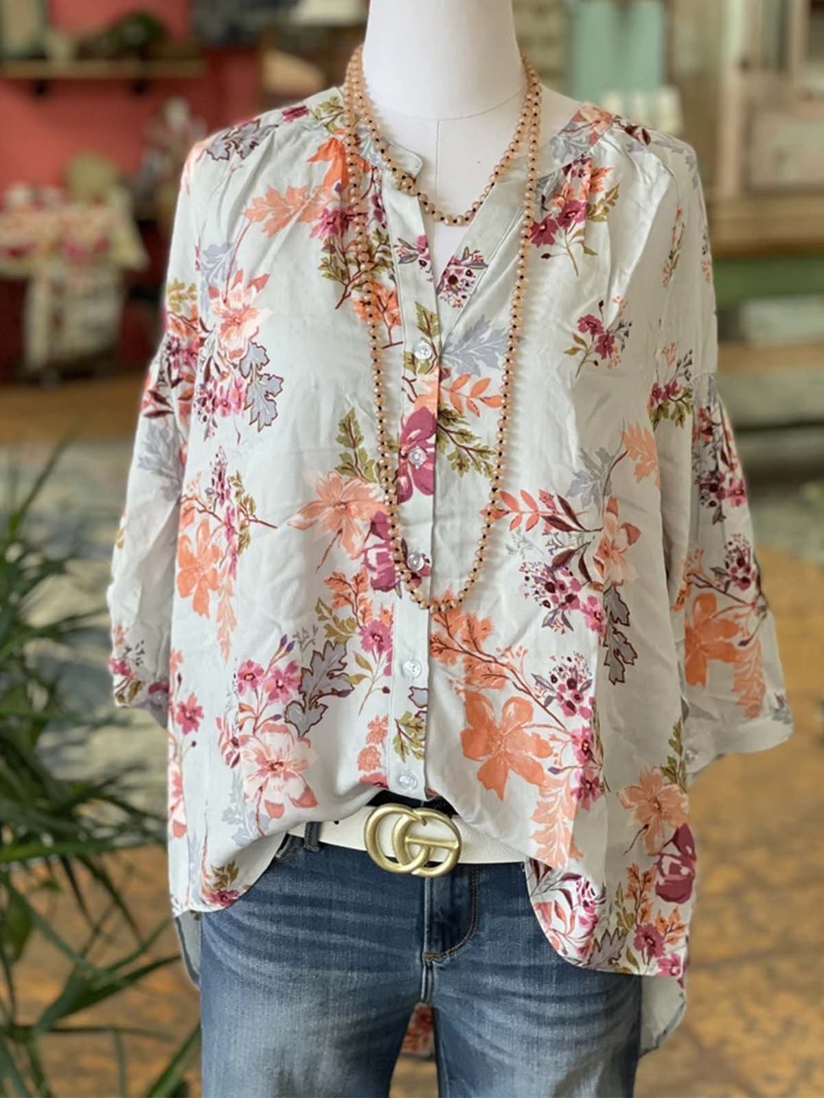 Printed Holiday V Neck Cotton-Blend Shirts & Tops