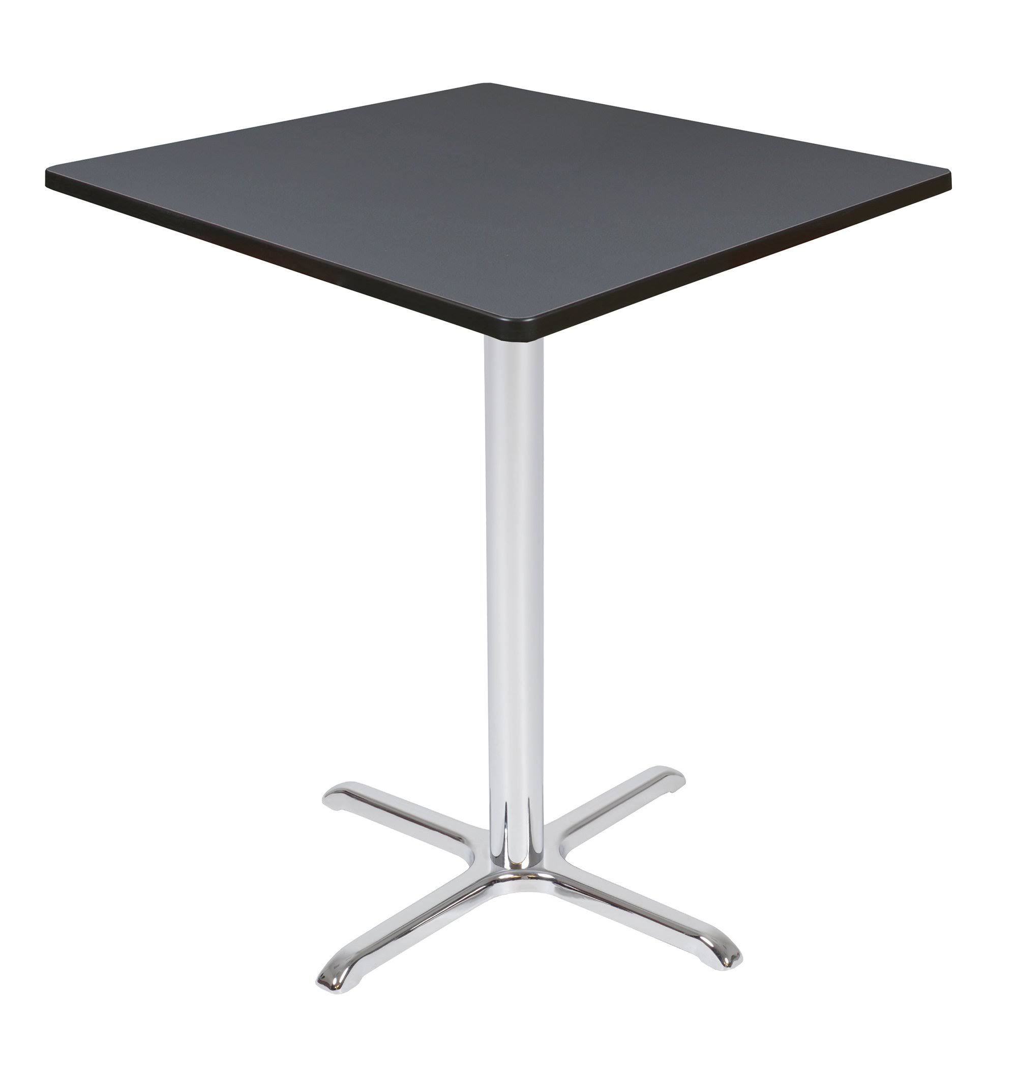 Regency Via Cafe High 36in. Square X-Base Table- Grey/Chrome