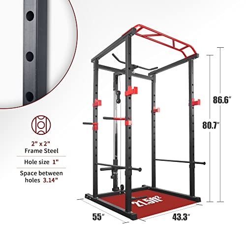 IFAST Power Cage with LAT Pulldown 1000 LBs Capacity Power Rack Weight Cage, Strength Training Powerlifting Equipment