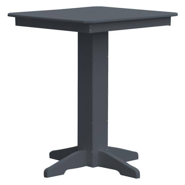 Recycled Plastic Square Bar Table 33x22 / Weathered Wood / Without Umbrella Hole