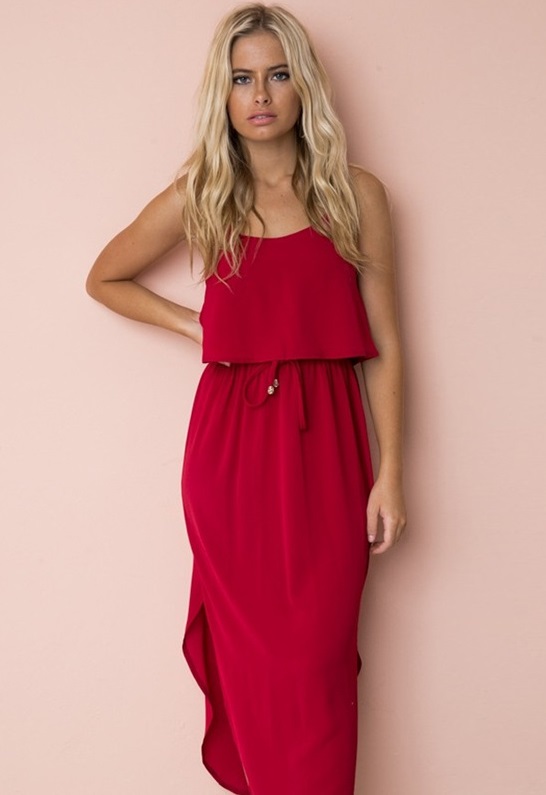 Sheer Straps Irregular Long Dress