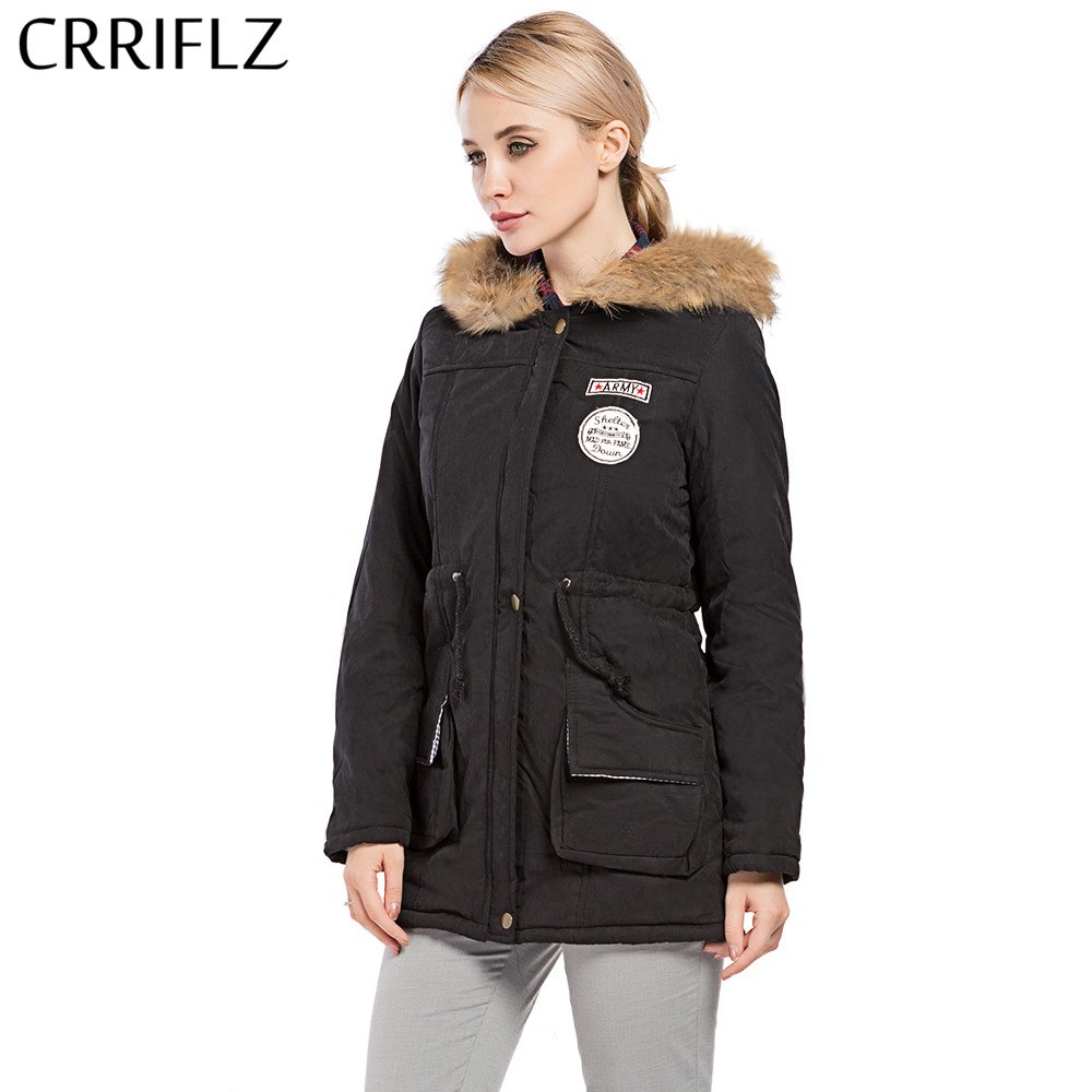 Women Parka Fashion Autumn Winter Warm Jackets Women Fur Collar Coats Long Parkas Hoodies Office Lady Cotton Plus Size CRRIFLZ