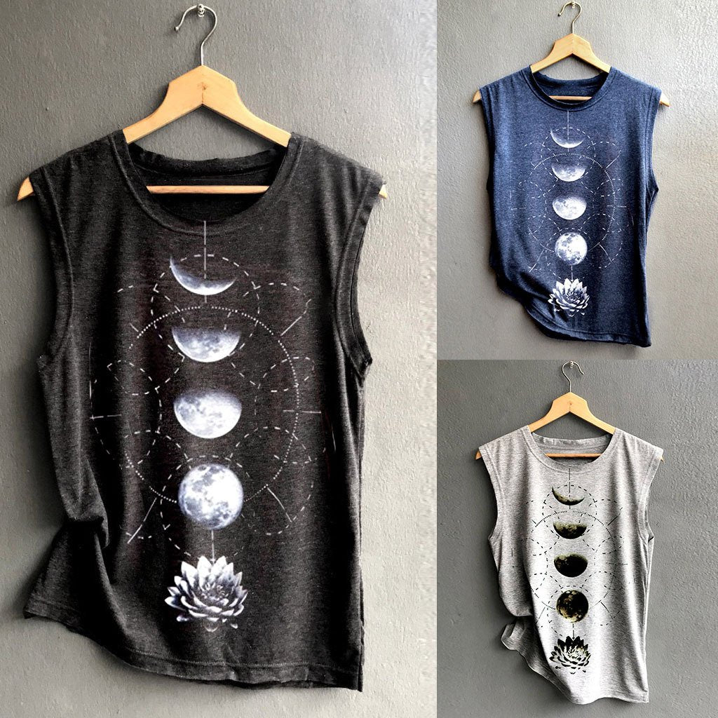 Sleeveless Round Neck Cotton-Blend Shirts & Tops